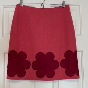 Boden Women's Appliqué Pink Wool Blend Pencil Lined Skirt Lined size 4R US